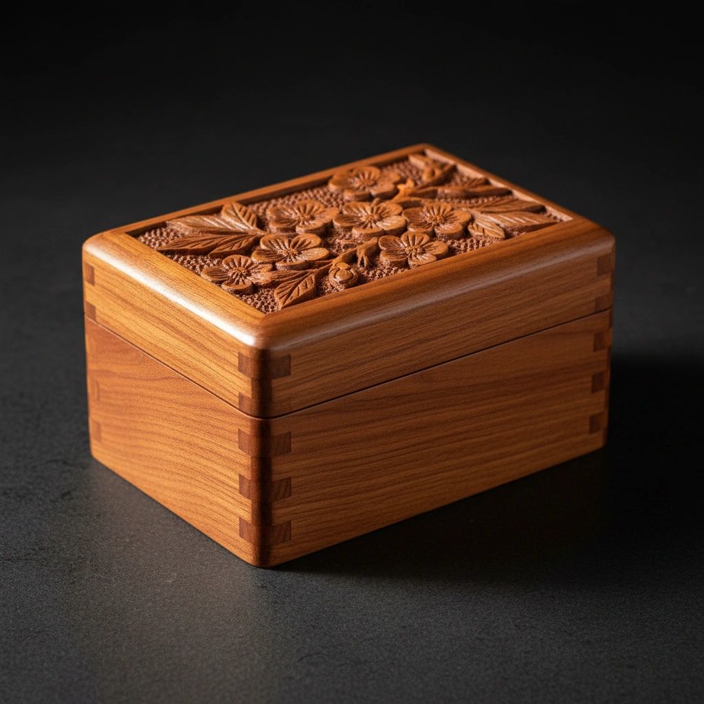 Hand-crafted cherry wood jewelry box by Wayne Crandall — sold
