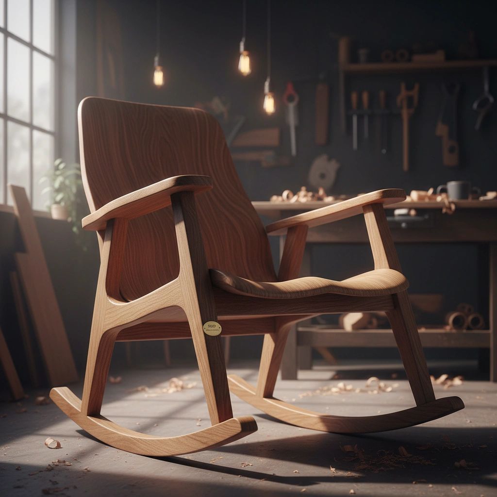 Hand-crafted white oak rocking chair by Wayne Crandall — sold